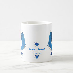 Tasse debout bleue de dragon - personnalisable