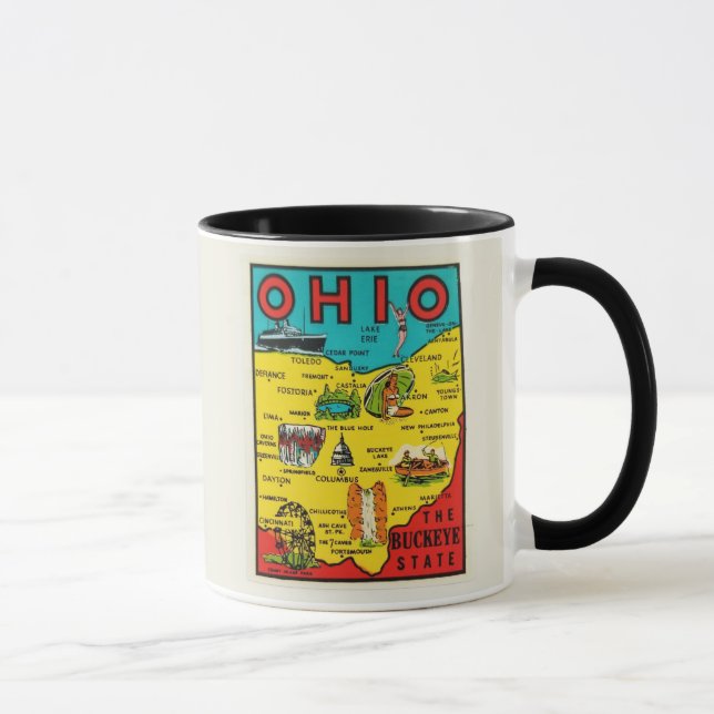 Tasse décalcomanie de la carte de l'Ohio (Droite)