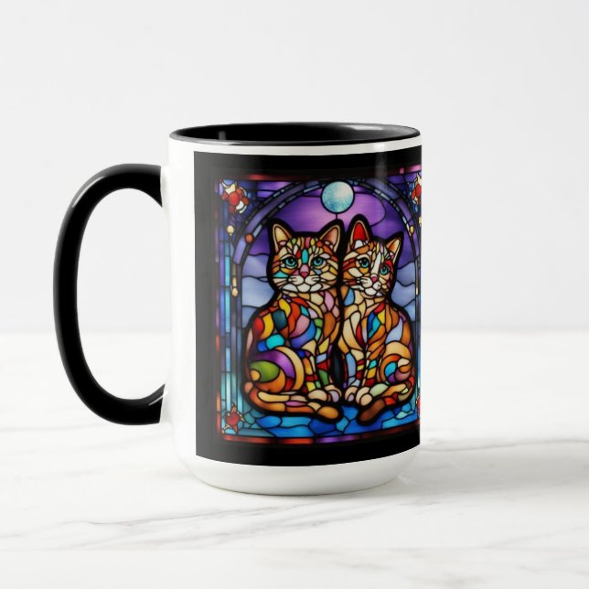 Tasse décorative avec de mignons chatons arc-en-ci (Gauche)