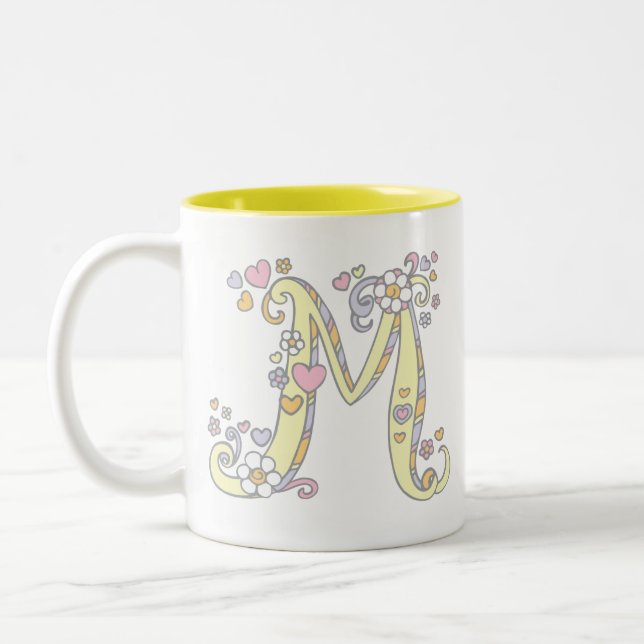 Tasse décorative d'art de fleurs de coeurs du (Gauche)