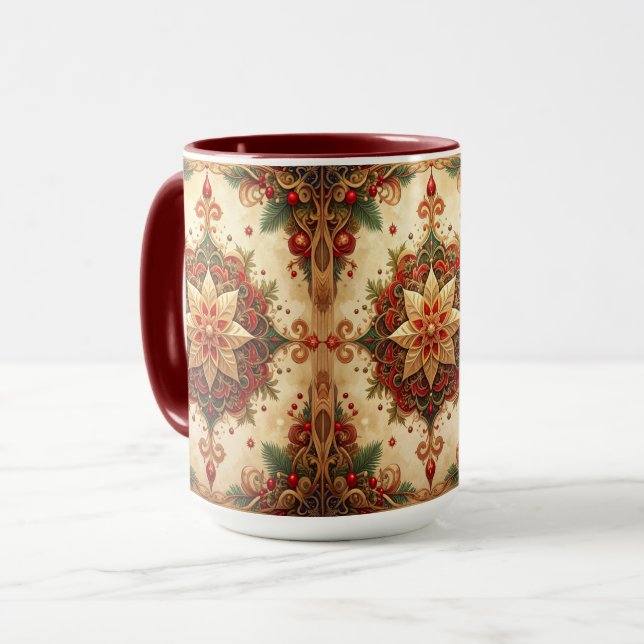 Tasse décorative de vacances rouge vert (Devant gauche)