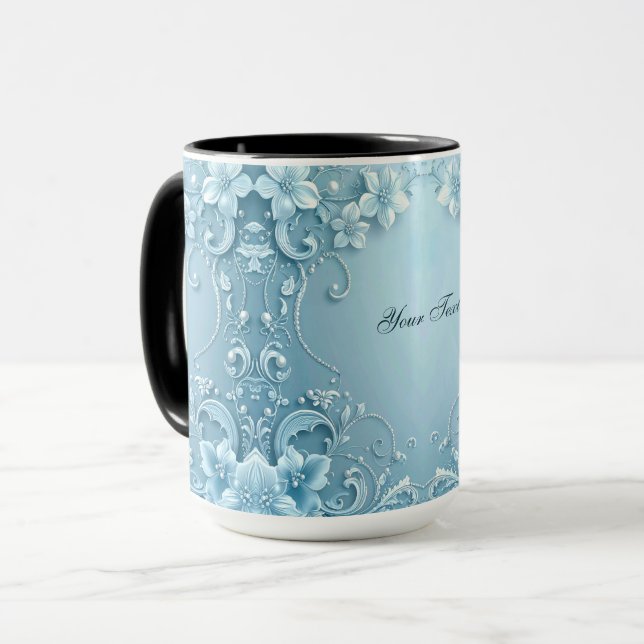 Tasse décorative florale bleue (Devant gauche)