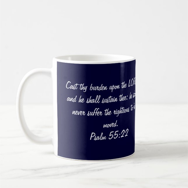 Tasse d'écriture sainte, 55:22 de psaume (Gauche)