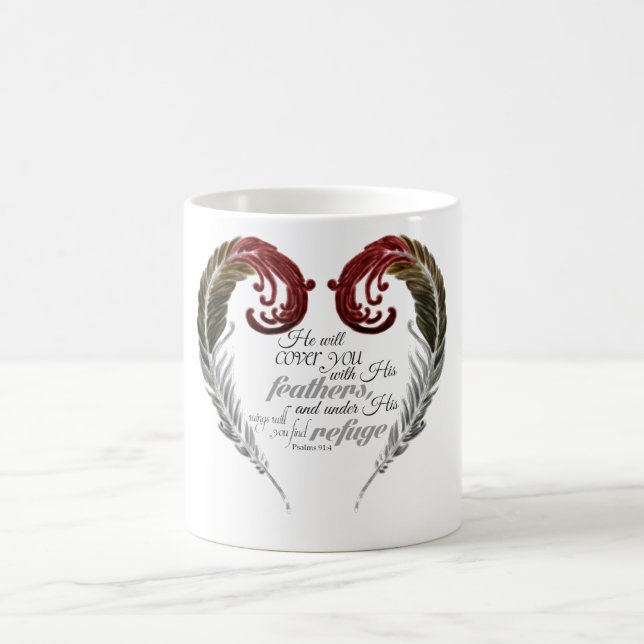 Tasse d'écriture sainte de coeur de plume (Centre)