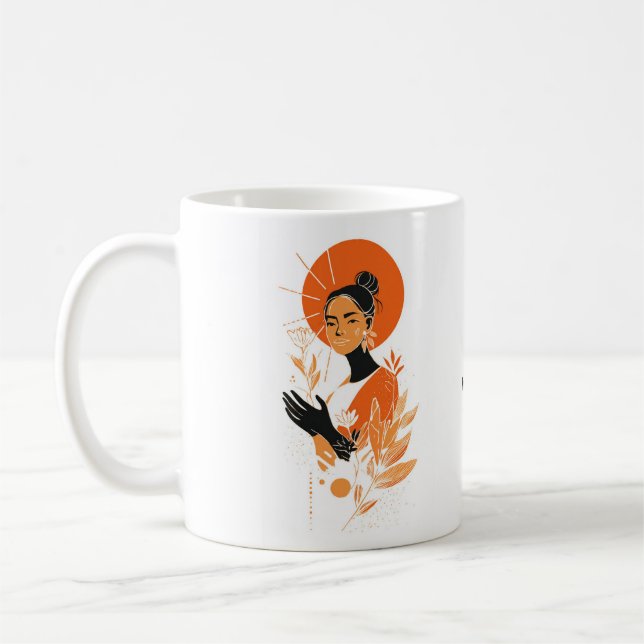 Tasse Déesse Soleil Bohème - Art Féminin Abstrait  (Gauche)
