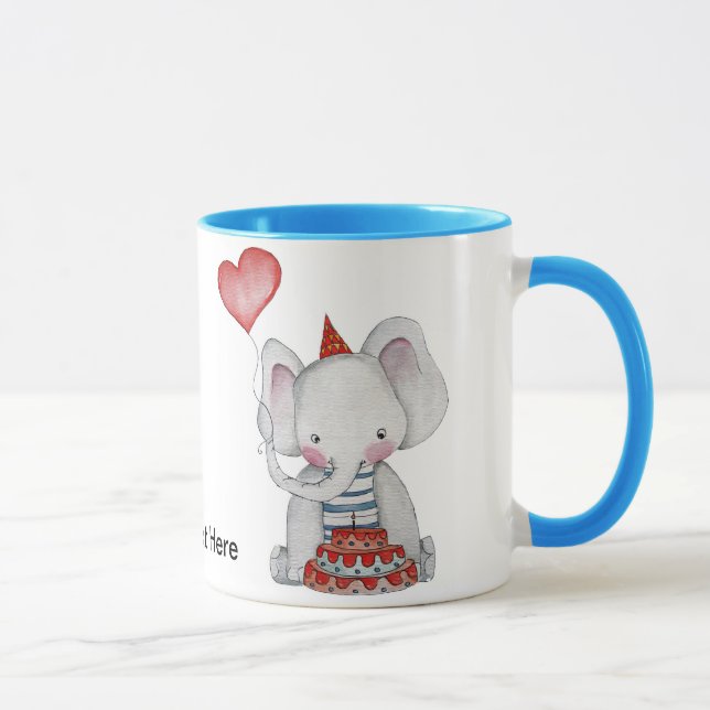 Tasse d'éléphant d'anniversaire de bébé (Droite)