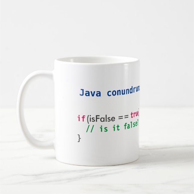 Tasse d'énigme d'isFalse de Java (Gauche)