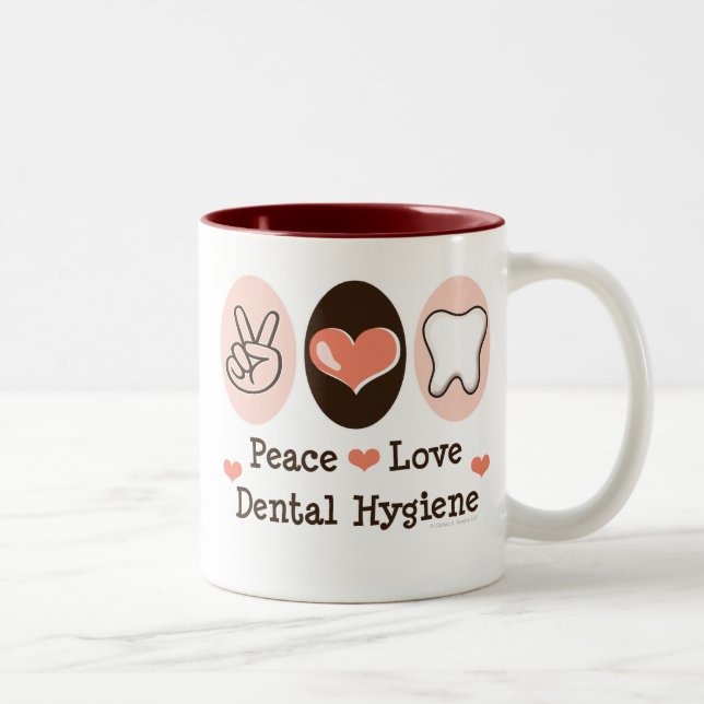 Tasse dentaire d'hygiène d'amour de paix (Droit)