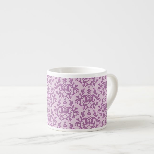 Tasse d'espresso mauve Damas (Devant droit)