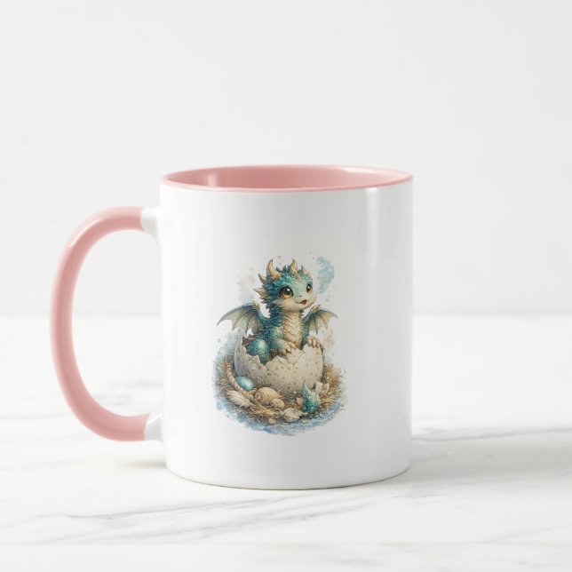 Tasse Deux Faces Bébé Dragon Rose Mignon pour Enfa (Gauche)