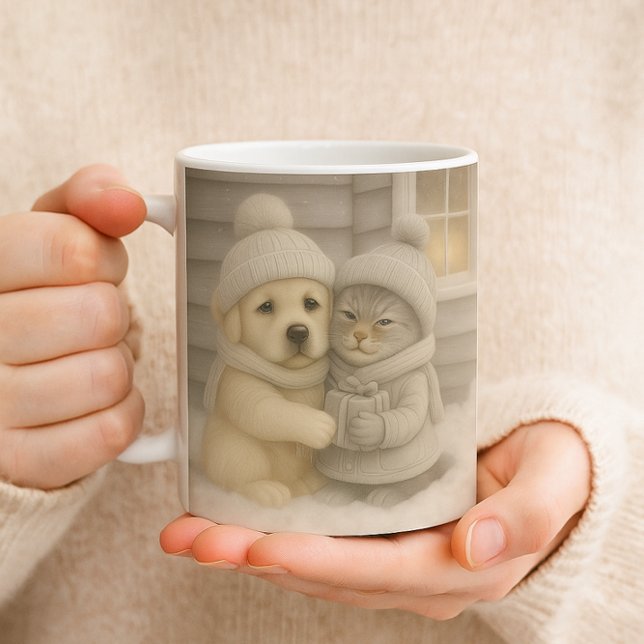 Tasse d'hiver confortable avec illustration de chi (Créateur téléchargé)