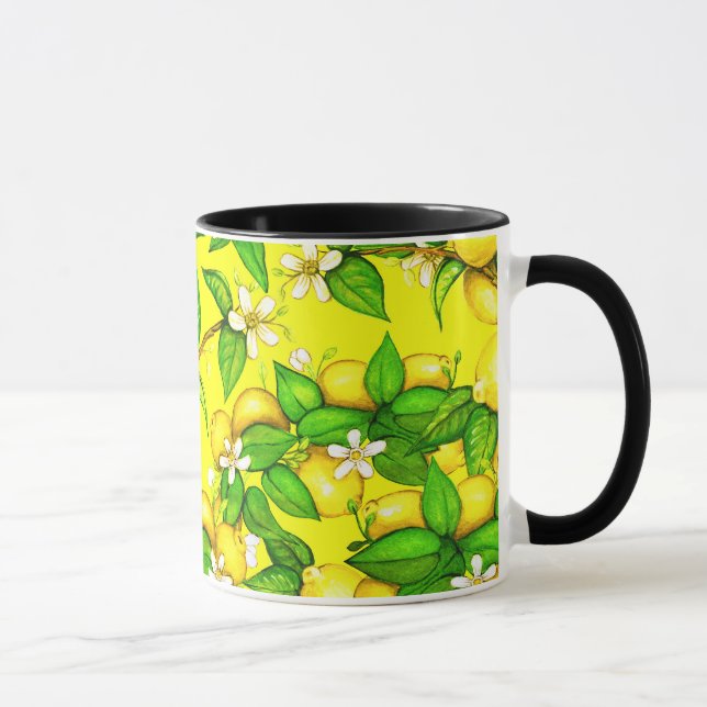 Tasse d'impression de citron sur le jaune (Droite)