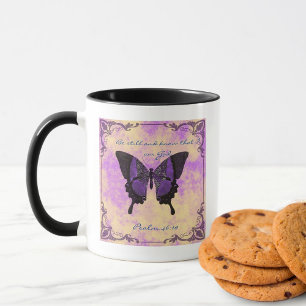 Tasse d'inspiration papillon « Be Still & Know »