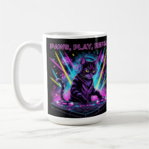 Tasse DJ Chat Paws Play Repeat Cadeau Drôle pour