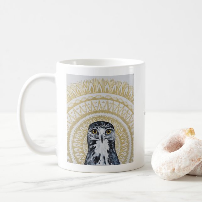 Tasse d'or de mandala de faucon (Avec donut)