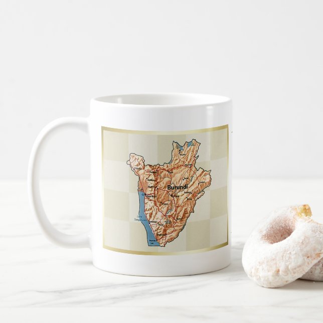Tasse Drapeau + Carte du Burundi (Avec donut)