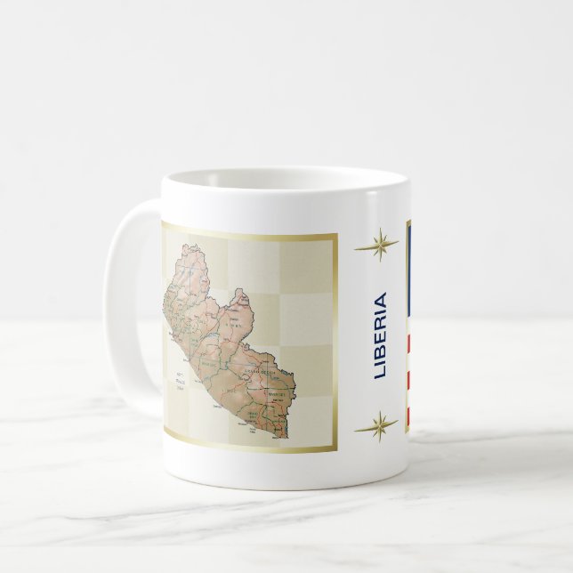 Tasse Drapeau + Carte du Libéria (Devant gauche)