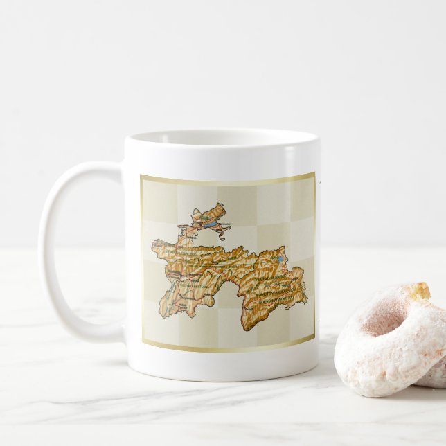 Tasse Drapeau + Carte du Tadjikistan (Avec donut)