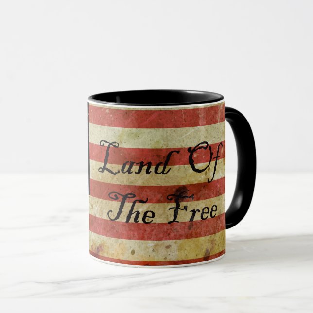 Tasse Drapeau USA Grunge Terre de Liberté (Devant droit)