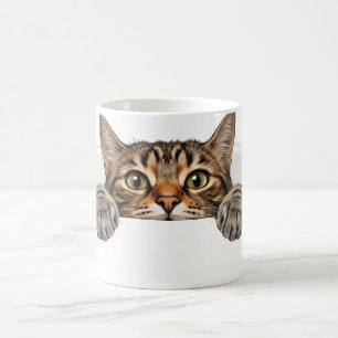 Tasse drôle à illusion optique avec un chat 3D qui