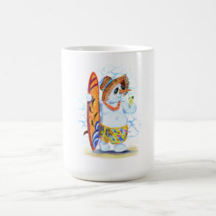 Tasse drôle avec surfeur bonhomme de neige