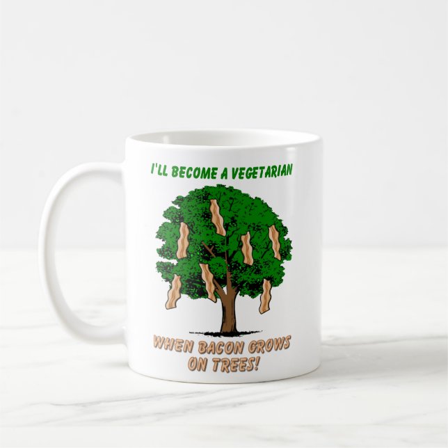 Tasse drôle avec un arbre à bacon Humour (Gauche)