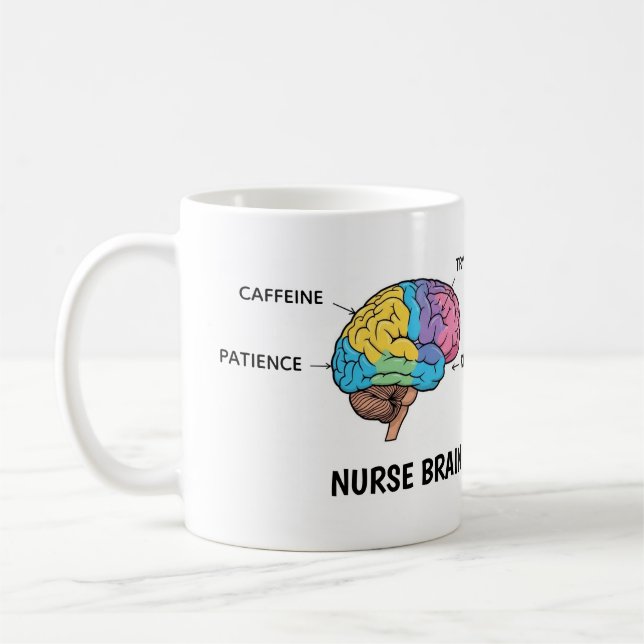 Tasse drôle d'anatomie du cerveau d'infirmière sar (Gauche)