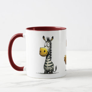 Tasse drôle d'animaux de ferme – Zèbre, canard et