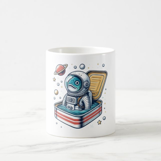 Tasse drôle d'astronaute sardine rétro (Centre)