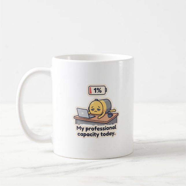 Tasse drôle de batterie épuisée pour le bureau (Gauche)