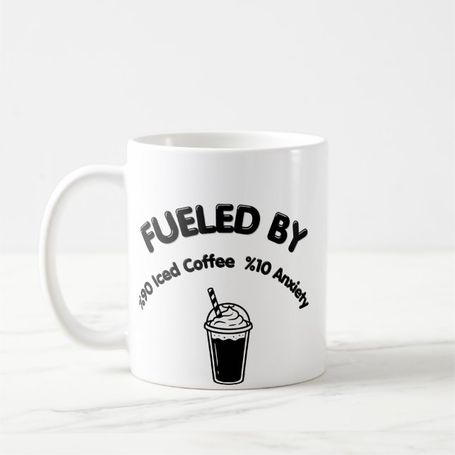 Tasse drôle de café glacé et anxiété - Mug Relatab (Gauche)