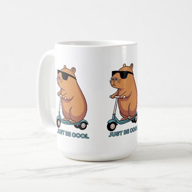 Tasse Drôle de Capybara au Scooter avec une Atmosp (Devant gauche)