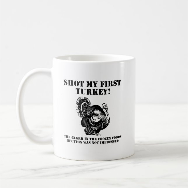 Tasse drôle de chasse ayant tiré une dinde (Gauche)