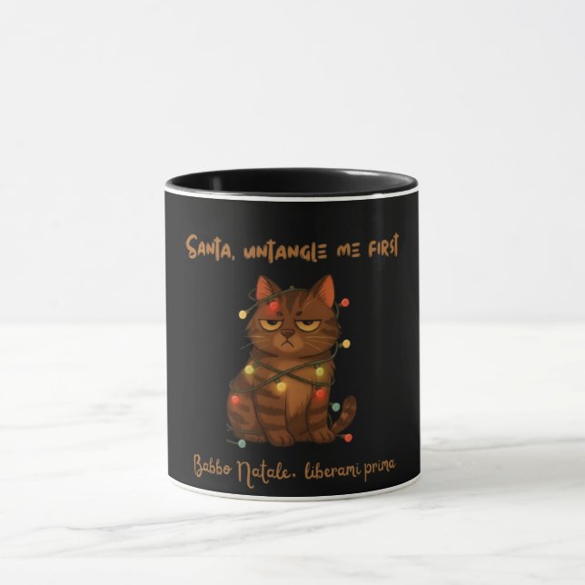 Tasse drôle de chat de Noël – Santa démêlez-moi d' (Centre)