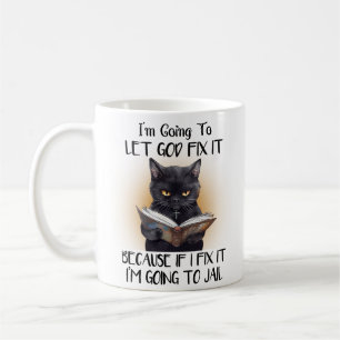 Tasse drôle de chat 'Laisse Dieu faire'