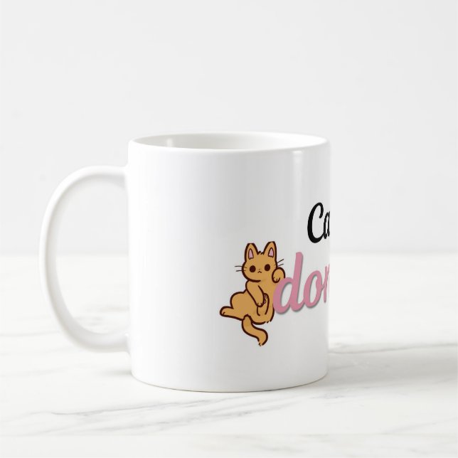 Tasse drôle de chat mignon Je m'en fiche (Gauche)