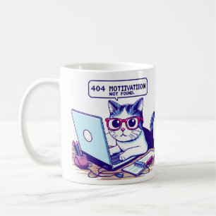Tasse drôle de chat Mug Nerdy Pixel 404 Motivation