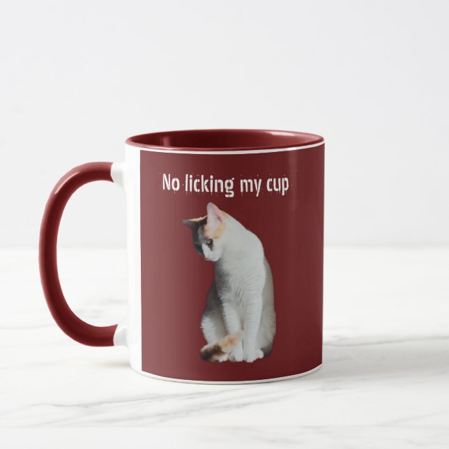 Tasse drôle de chat Pas de léchage de ma tasse (Gauche)