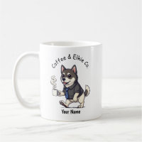 Tasse drôle de chien Elkhound norvégien en costume