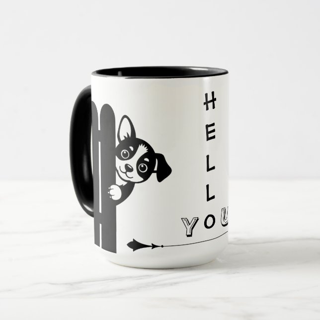 Tasse drôle de chiot Peekaboo (Devant gauche)