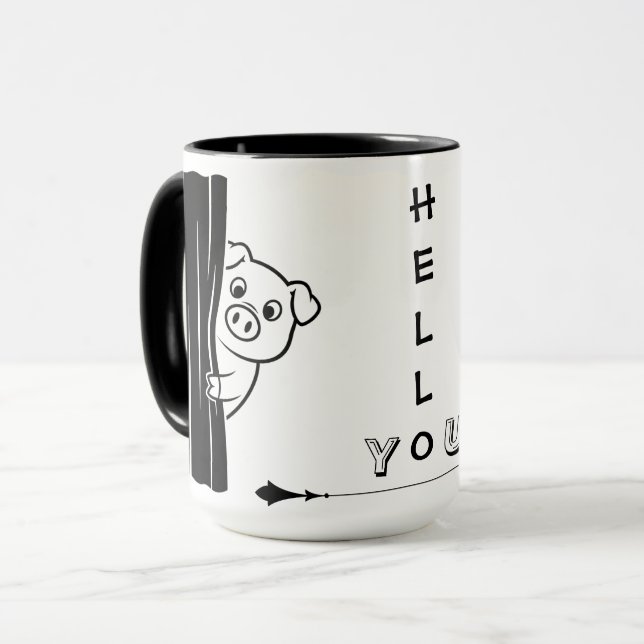 Tasse drôle de cochon Peekaboo (Devant gauche)