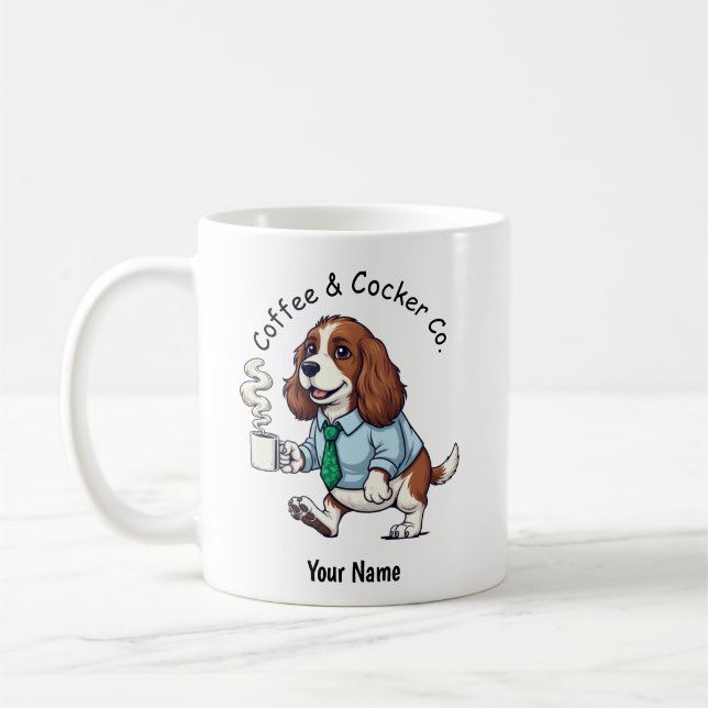 Tasse drôle de Cocker Spaniel anglais en costume d (Gauche)