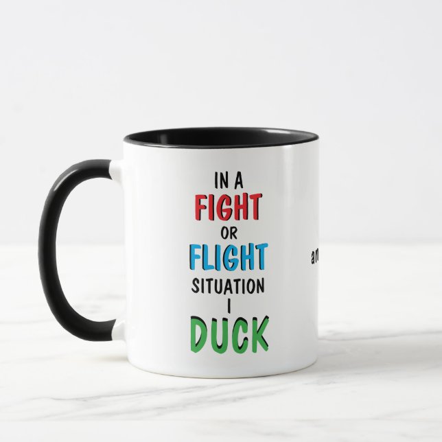 Tasse drôle de combat ou de vol et de café Humour (Gauche)