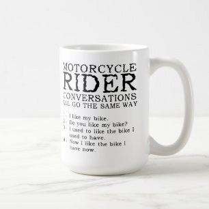 Tasse drôle de conversations sur les motos