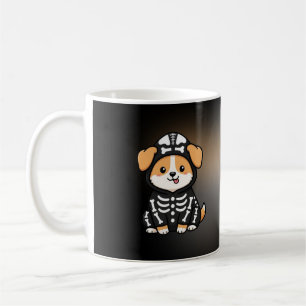 Tasse drôle de Corgi squelette Halloween