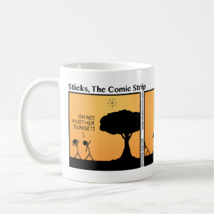 Tasse drôle de coucher du soleil de Stickman
