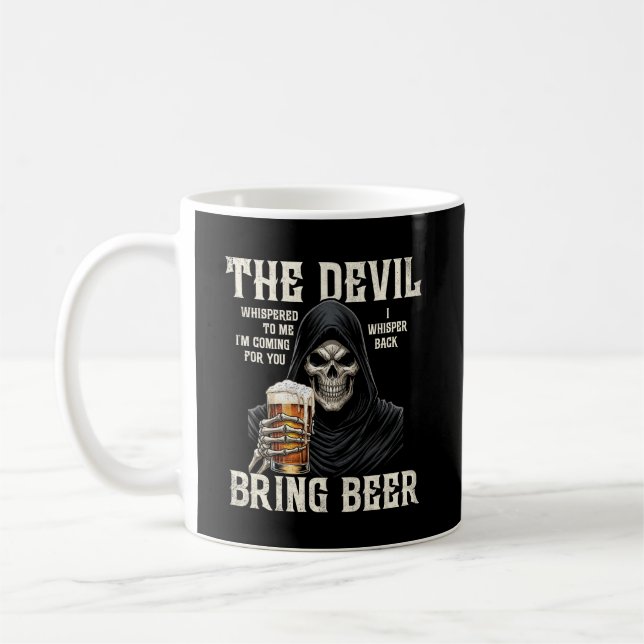 Tasse drôle de Faucheur Bring Beer Citation Squele (Gauche)