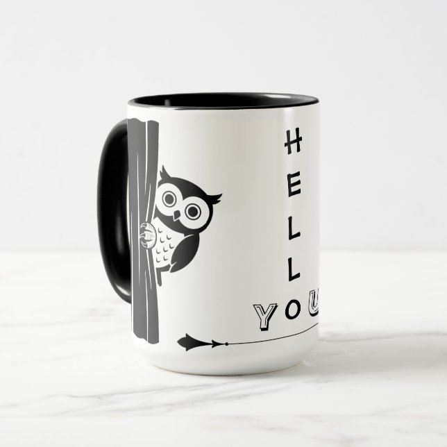 Tasse drôle de hibou Peekaboo (Devant gauche)