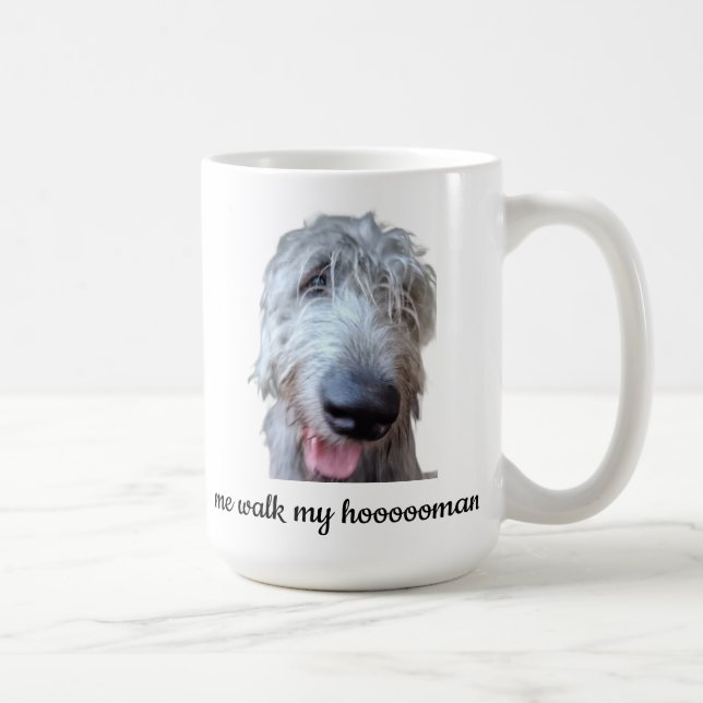 Tasse drôle de Lévrier Irlandais – Moi promène mon (Droite)
