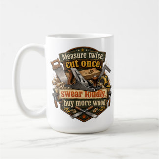 Tasse drôle de menuiserie Mesure deux fois Mug